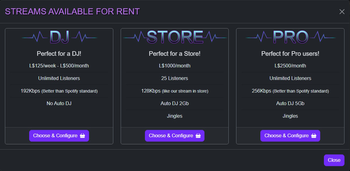 Available Streams Selection